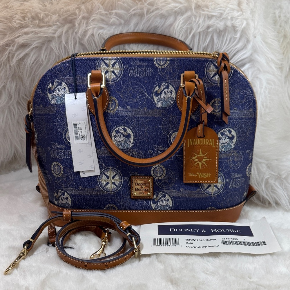 Dooney & Bourke Disney Wish Inaugural Sailings Zip Satchel: BRAND NEW!